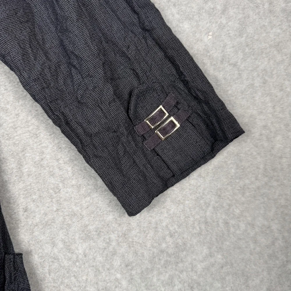Vex Collection Cardigan Womens 42 / Large Navy‎ Crinkle Buckle 3/4 Sleeve Open